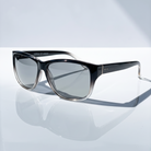 Eyelevel-UK Sophia rectangular polarized sunglasses in black and clear gradient frame with grey lenses
