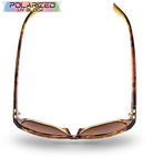 Eyelevel-UK Sophia rectangular polarized sunglasses in brown tortoiseshell with brown lenses, top-down view.