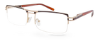 Eyelevel-UK Sovereign gold and brown semi-rimless rectangular reading glasses with clear magnifying lenses