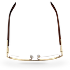 Eyelevel-UK Sovereign gold and brown semi-rimless rectangular reading glasses viewed from above
