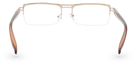 Eyelevel-UK Sovereign gold and brown semi-rimless rectangular reading glasses with clear magnifying lenses.