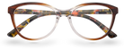 Eyelevel-UK St Lucia reading glasses with a brown and clear cat eye frame and magnifying lenses