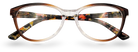 Eyelevel-UK St Lucia reading glasses with a brown and clear cat eye plastic frame and magnifying lenses