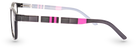 Eyelevel-UK Stripe reading glasses featuring a black and pink oval plastic frame with striped temple details