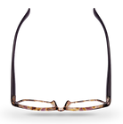 Eyelevel-UK Topaz reading glasses with a purple multi-coloured square plastic frame viewed from above