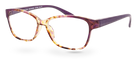 Eyelevel-UK Topaz reading glasses featuring a purple and multi-coloured square plastic frame with clear lenses.