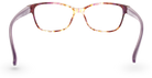 Eyelevel-UK Topaz reading glasses featuring a purple multi-coloured square plastic frame and clear magnifying lenses.