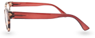 Eyelevel-UK Windsor cat-eye reading glasses with a brown tortoiseshell frame and red temples, side view.