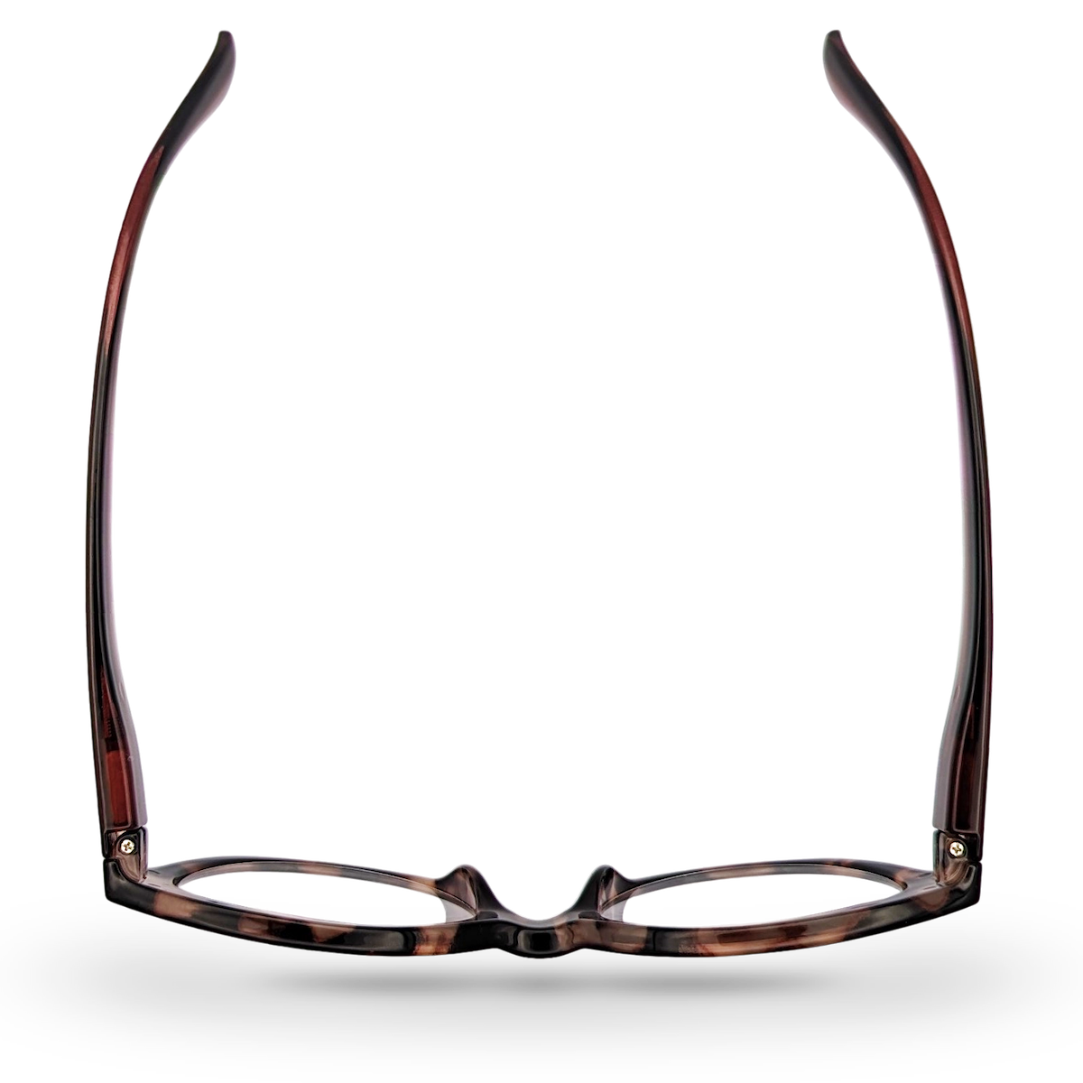 Eyelevel-UK Windsor reading glasses with a brown tortoiseshell cat-eye frame viewed from above