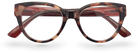 Eyelevel-UK Windsor reading glasses featuring a brown tortoiseshell cat-eye plastic frame with clear magnifying lenses.