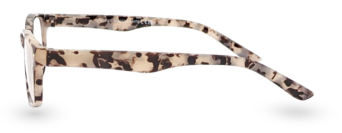 Eyelevel-UK Zante reading glasses with a brown and beige tortoiseshell patterned plastic rectangular frame