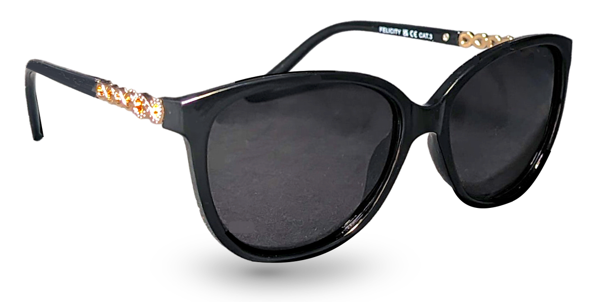 Felicity Black And Gold Polarized Ladies Sunglasses