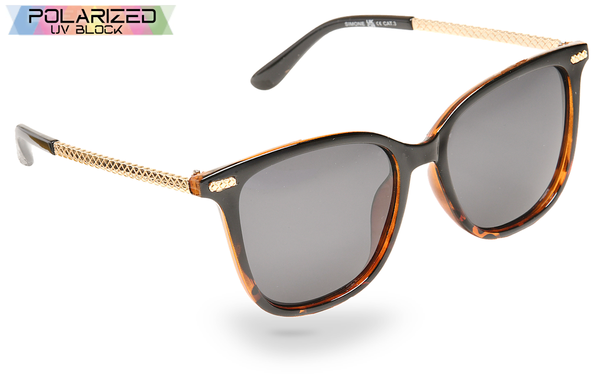 Simone Black Tortoiseshell Polarized Ladies Sunglasses