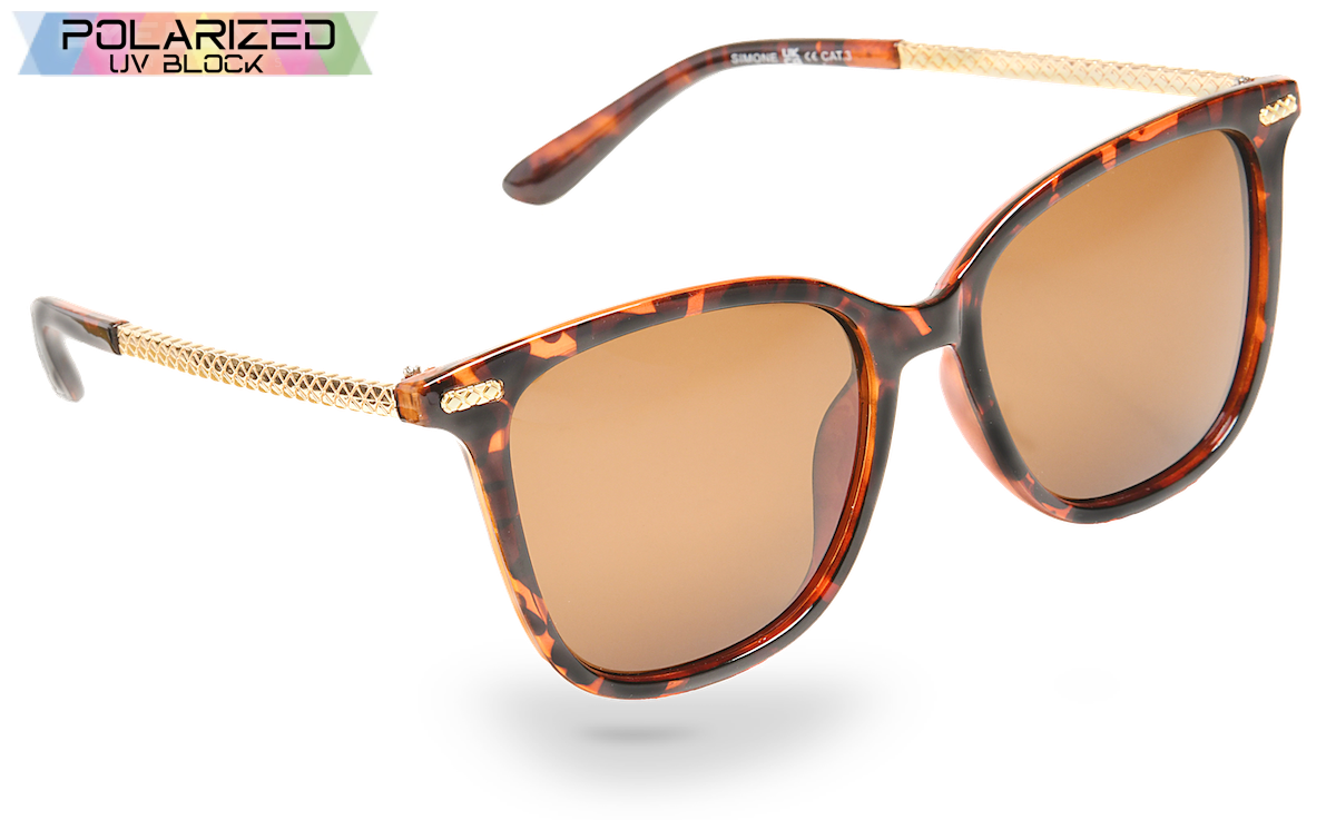 Simone Brown Tortoiseshell Polarized Ladies Sunglasses